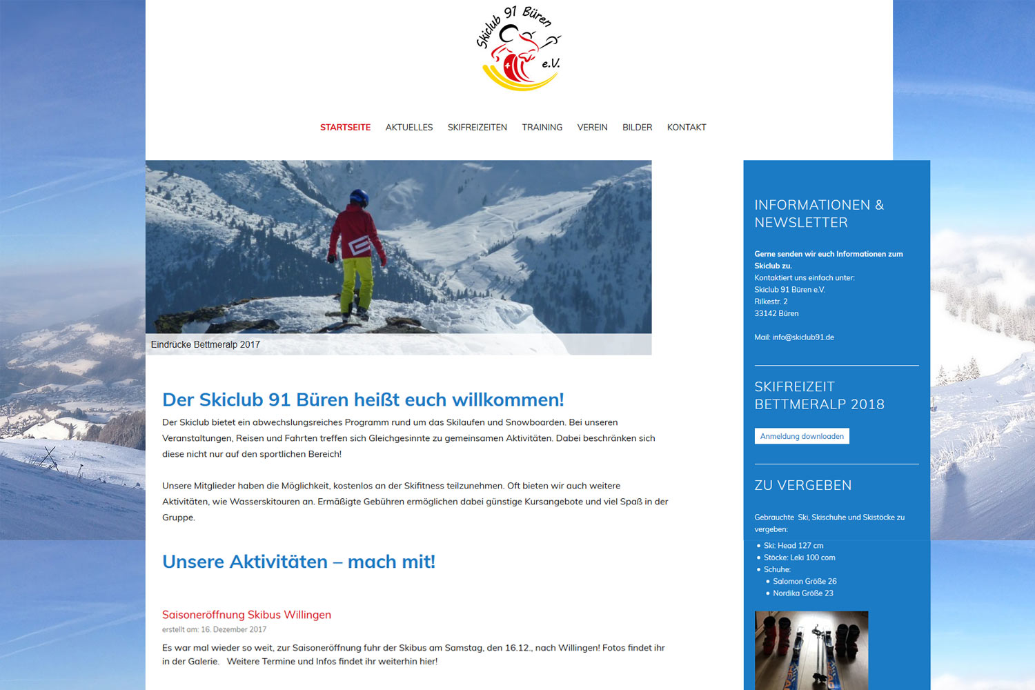 Foto von Webseite vom Skiclub Büren